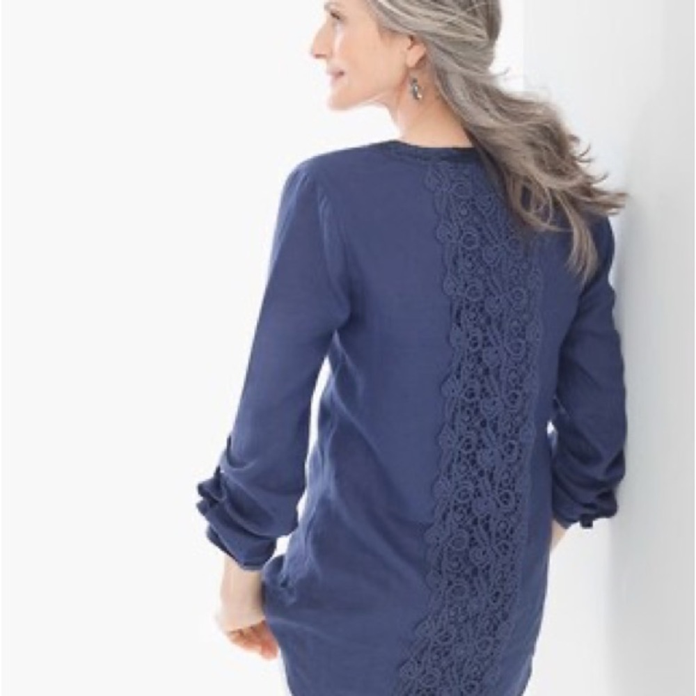 Chico's Midnight Blue Button-Down Shirt - Picture 3 of 14